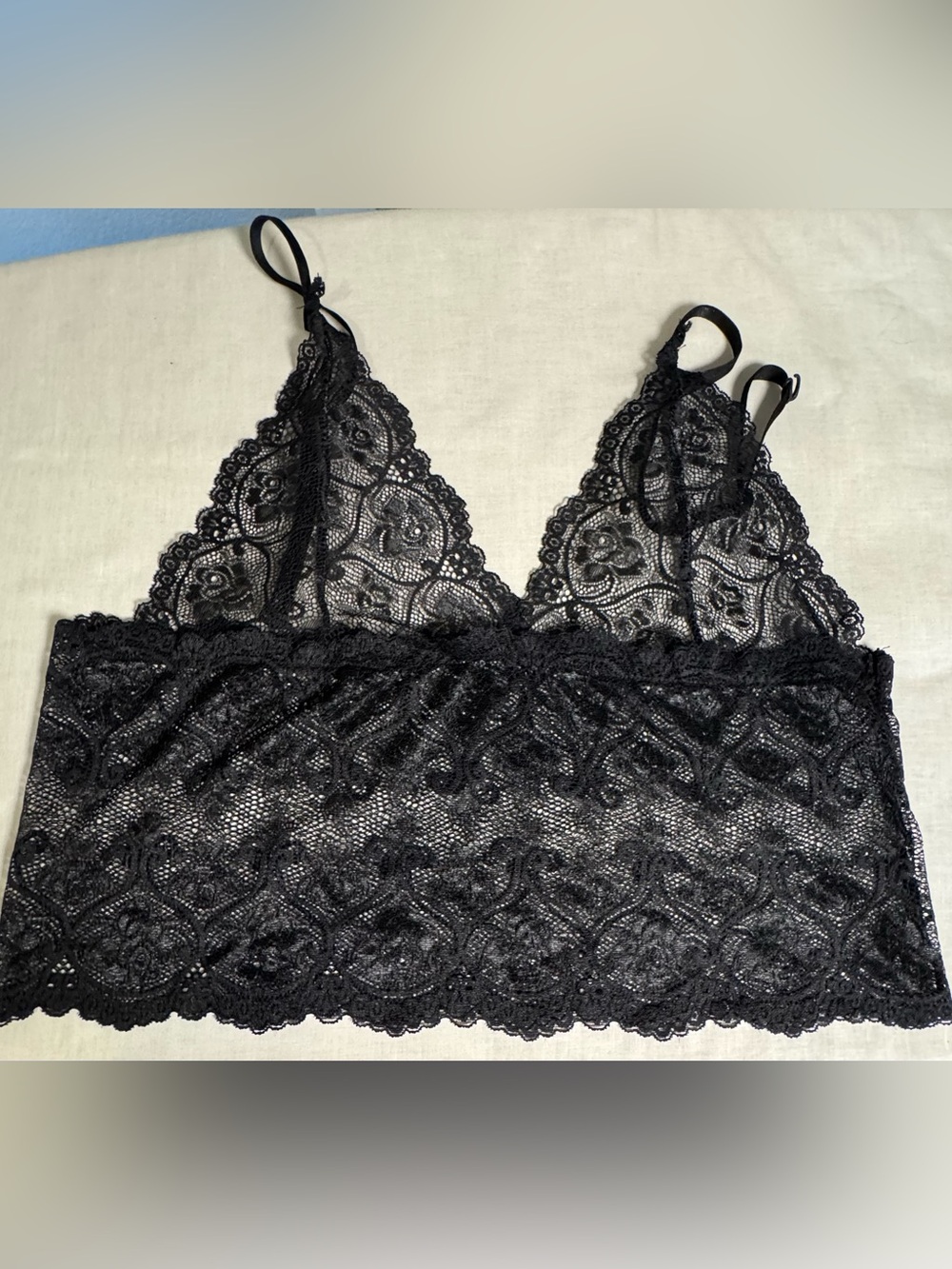 Sheer Black Lace Bralette Scalloped Trim, Sexy Witch, Witchy, Gothic, Romantic